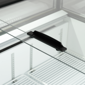 Black Glass Sliding Refrigerator 165 L TEFCOLD: Optimal Storage and Visibility