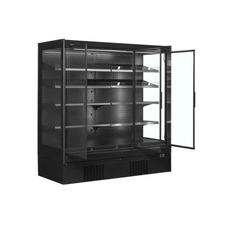 Black Supermarket Refrigerated Display Case 3 Doors 1160 L TEFCOLD - Energy Efficient & Spacious