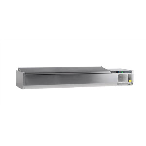 Saladette zur Aufstellung Edelstahl-Deckel Statisch 8 GN 1/4 - 41,6 L - TEFCOLD