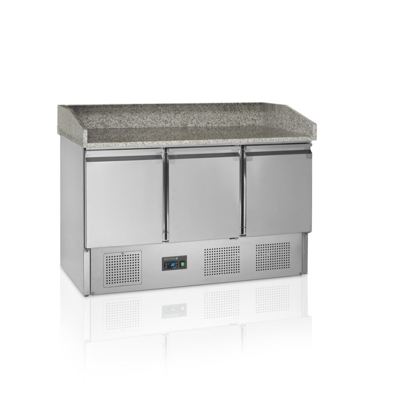 RVS Pizzawerkbank GN 1/1 - 3 Volle Deuren TEFCOLD PT1365 | Koeling 400L, automatische ontdooiing | Fourniresto