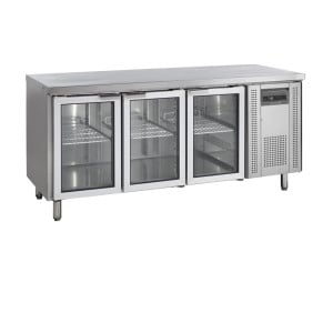 Stainless Steel Refrigerated Table 3 Glass Doors GN 1/1 TEFCOLD - Optimal storage and preservation