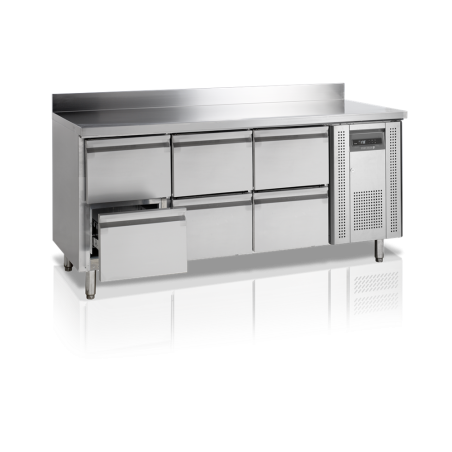 Positive Stainless Steel Refrigerated Table - 6 Drawers GN 1/1 TEFCOLD - Practical and durable