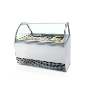 Ventilated Ice Cream Display Case with Curved Front - 18 x 5 L - TEFCOLD Millenium LX18: Spectacular presentation of your profes