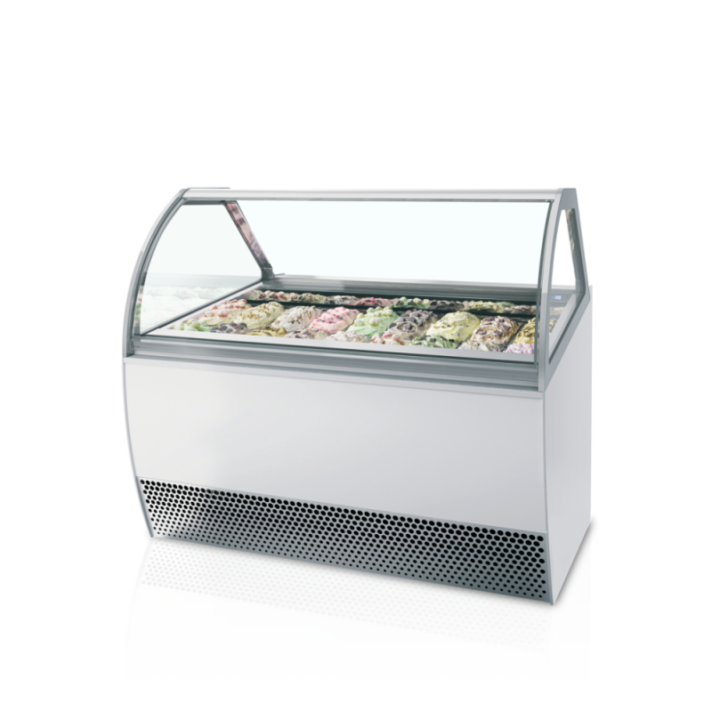 Ventilated Ice Cream Display Case with Curved Front - 18 x 5 L - TEFCOLD Millenium LX18: Spectacular presentation of your profes