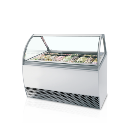 Ventilated Ice Cream Display Case with Curved Front - 18 x 5 L - TEFCOLD Millenium LX18: Spectacular presentation of your profes