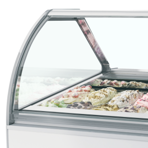 Vitrine für belüftetes Eis mit gebogener Front - 18 x 5 L - TEFCOLD Millenium LX18: Spektakuläre Präsentation Ihrer professionel