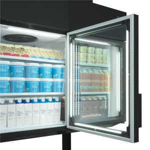 Professional black wall freezer 650L TEFCOLD - 4 glass doors