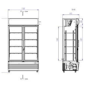 Koelvitrine voor Dranken 2 Glazen Deuren 670 L CombiSteel - Professionele Koelkast