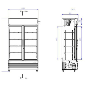 Refrigerated Beverage Display Case 2 Glass Doors 670 L CombiSteel - Professional Refrigerated Cabinet