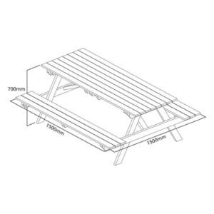 Elegante en robuuste houten picknicktafel 1,5m