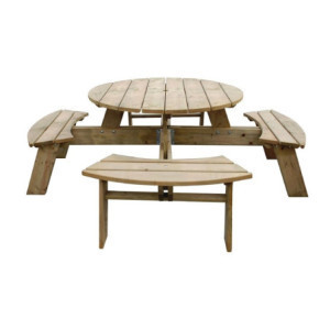 Picknicktafel van rond hout 2000mm Rowlinson: Stevig & Elegant