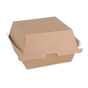 Kleine kompostierbare Hamburgerboxen 112mm - Packung 150 Kraft Fiesta