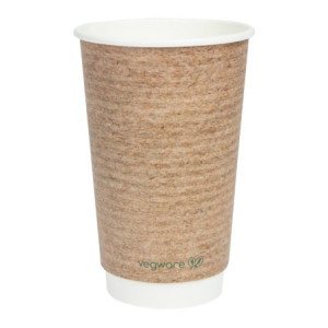 Gobelets Boissons chaudes Double Paroi Compostables 455 ml - Lot de 500 par Vegware