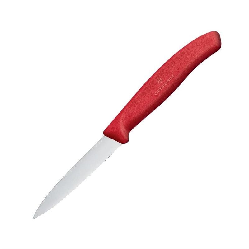 Messer mit spitzer Zahnspitze Victorinox 8 cm Rot - Präzision und Qualität