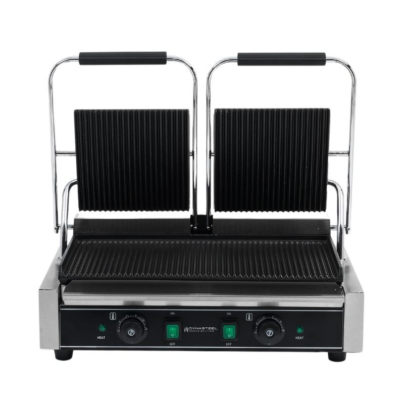 Grill Panini Double - Geribbelde Platen - Dynasteel