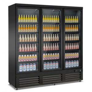 Vitrine à Boissons Noire 1600 L - 3 Portes Vitrées CombiSteel