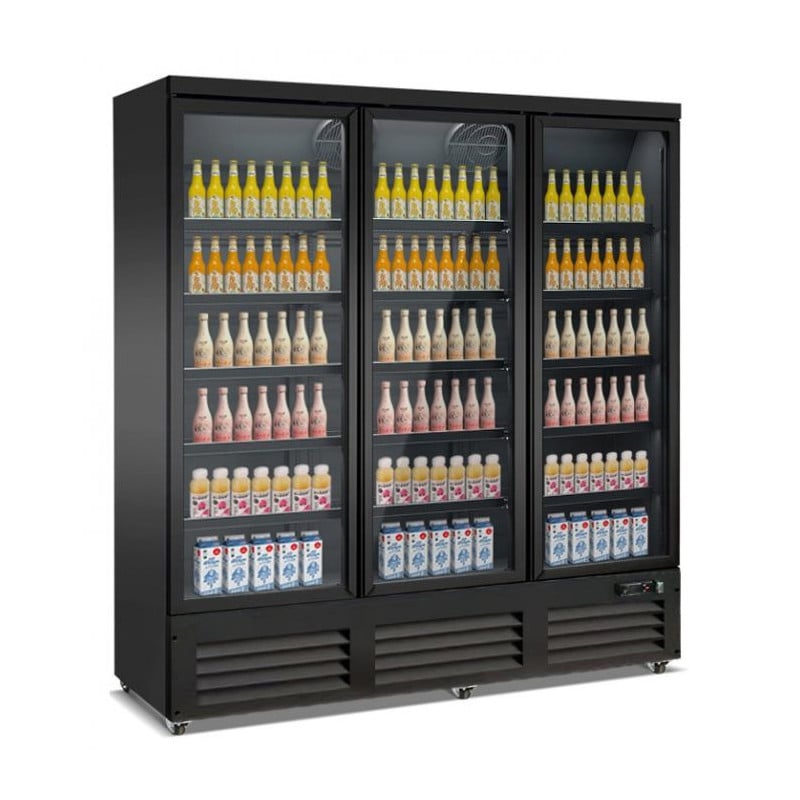 Vitrine à Boissons Noire 1600 L - 3 Portes Vitrées CombiSteel