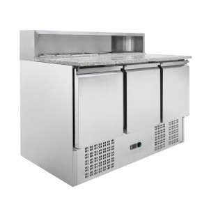 Refrigerated Pizza Cabinet - 3 Doors - 8 GN 1/6 Pans - Dynasteel