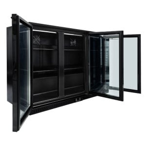 Koelachterbar 328 L 3 Glazen Deuren Zwart