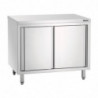 Stainless Steel Furniture with Sliding Doors and Shelf - L 1000 mm - Refurbished