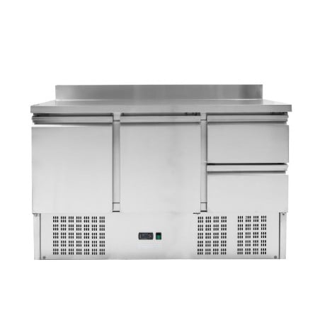 Positive Refrigerated Table with Backsplash - 2 Doors and 2 Drawers GN 1/2 - Dynasteel