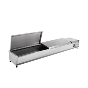 Saladette Koelvitrine om Neer te Zetten Deksel Inox - 9 x GN 1/3 - Dynasteel