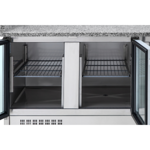 Refrigerated Compact Pizza Cabinet 600x400 - 3 Glass Doors Dynasteel