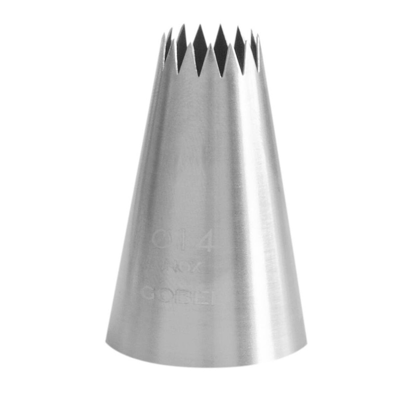 Spuitmond voor Petit Fours Roestvrij Staal 15 tanden Ø 14mm Gobel Spuitmond voor Petit Fours Roestvrij Staal 15 tanden Ø 14mm Gobel