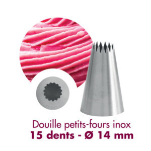 Spuitmond voor Petit Fours Roestvrij Staal 15 tanden Ø 14mm Gobel