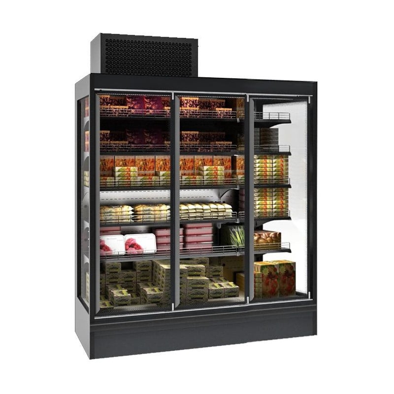 4-Door Wall Refrigerated Display Case Combisteel - Black & LED