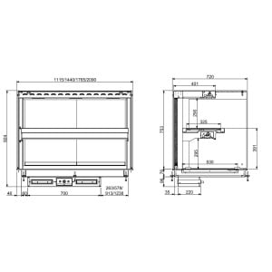 Wärmevitrine Drop-In mit Glaskeramikplatte - L 1440 x T 720 mm - CombiSteel