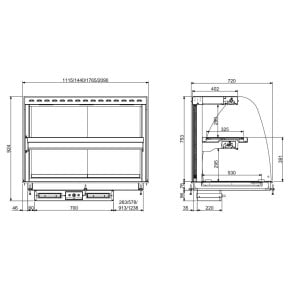 Vitrine Verwarmd Gebogen Drop-In met Keramische Plaat - L 1440 x D 720 mm - CombiSteel