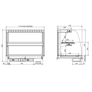 Gebogen Verwarmde Vitrine Drop-In met Keramische Plaat - L 1440 x D 720 mm - CombiSteel