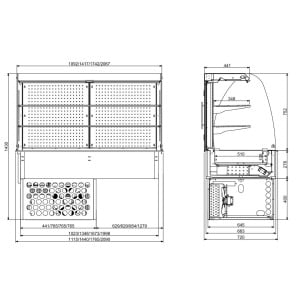 Wandkühlvitrine Drop-In Gebogen - L 1440 x T 720 mm - CombiSteel