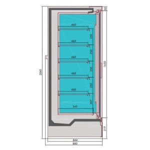 Mike Wall Refrigerated Display Case with 2 Doors - 1.98 m² - CombiSteel