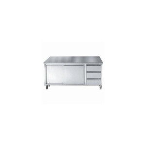 Meuble Inox Bas GN 1/1 - 2 Portes et 3 Tiroirs - L 2000 x P 700 mm - CombiSteel