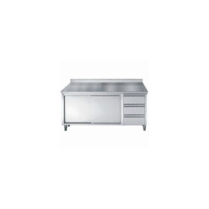 Meuble Inox Bas avec Dosseret GN 1/1 - 2 Portes et 3 Tiroirs - L 1800 x P 700 mm - CombiSteel