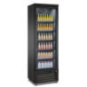 Black Beverage Display Case with 2 Glass Doors - 450 L