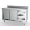 Stainless Steel Low Cabinet with Backsplash GN 1/1 - 2 Doors and 3 Drawers on the Right - L 2000 x D 700 mm - CombiSteel