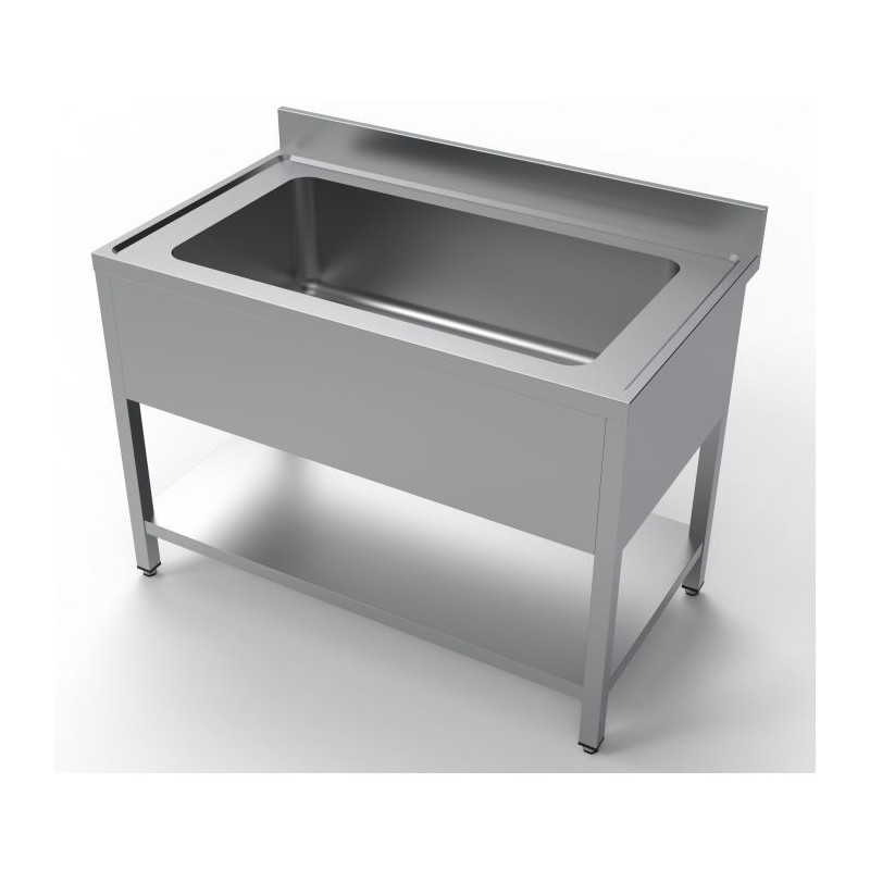 Plonge inox professionnelle - 1 bac avec étagère | CombiSteel