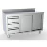 Stainless Steel Base Cabinet with Backsplash - 2 Doors and 3 Drawers on the Left - L 1800 x D 700 mm - CombiSteel