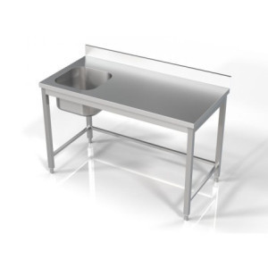 Sink 1 Basin on the Left with Backrest - L 1400 x D 700 mm - CombiSteel