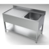 Sink 1 Basin and Drainer on the Left with Backsplash and Shelf - L 1400 x D 700 mm - CombiSteel