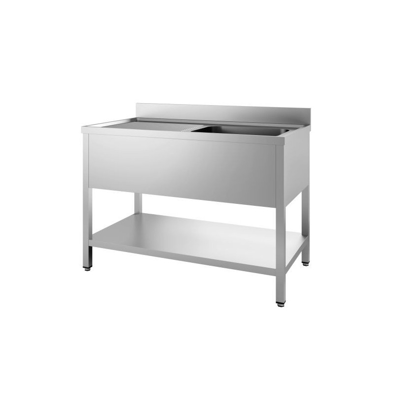 Plonge 1 Stainless Steel Sink - Left Drainer - Removable Shelf - 1600x700 mm CombiSteel