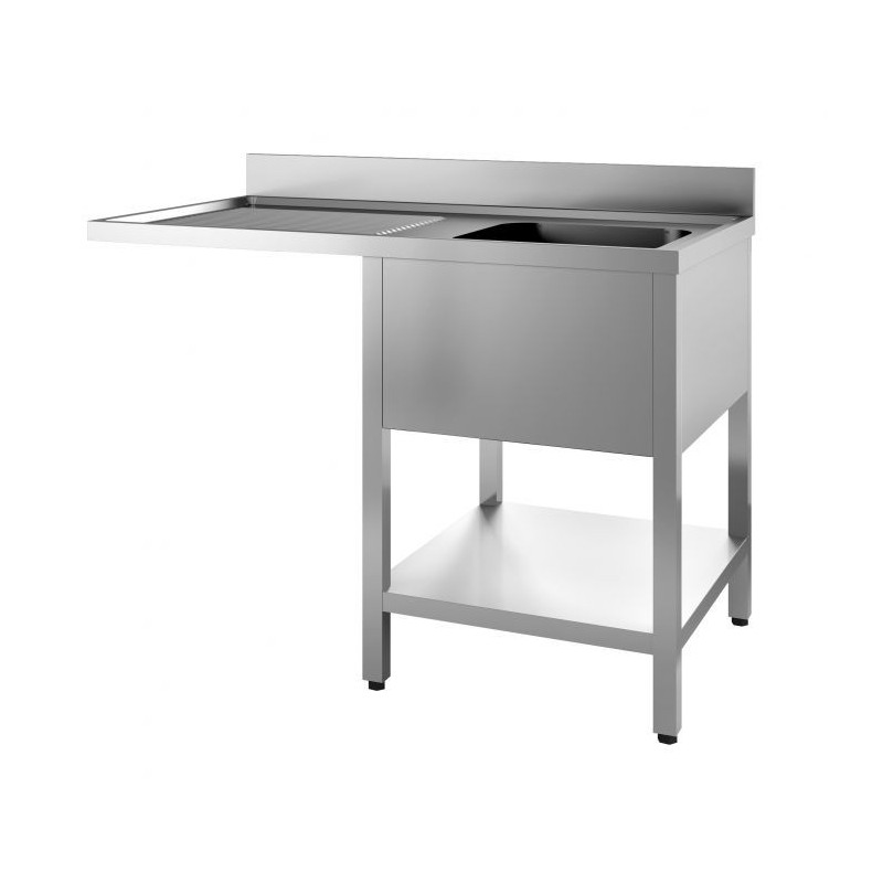 Stainless Steel Sink 1 with Left Passage and Removable Shelf