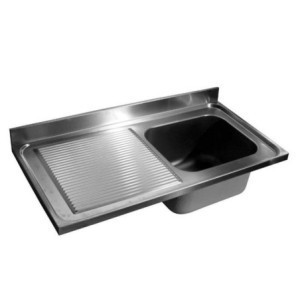 Sink 1 Bowl and Drainer on the Left with Backsplash - L 1400 x D 700 mm - CombiSteel