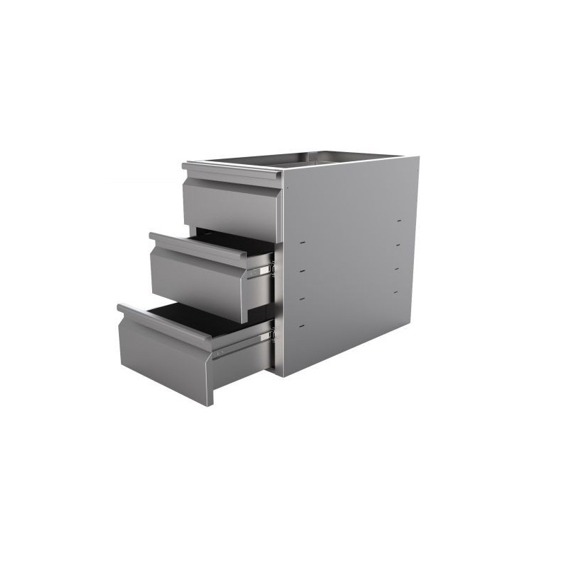 Bloc 3 Tiroirs Inox - Combisteel, Grande Capacité de Stockage