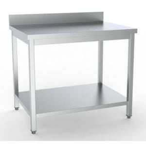 Inox Tafel met Achterwand en Plank - L 900 x D 600 mm