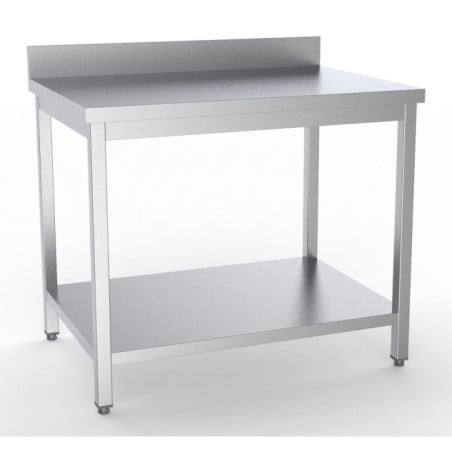 Stainless Steel Table with Backsplash and Shelf - L 800 x D 700 mm