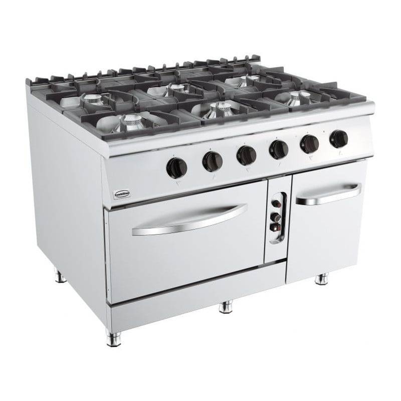 Cuisinière à Gaz Base 900 6 Brûleurs et Four - Marque CombiSteel